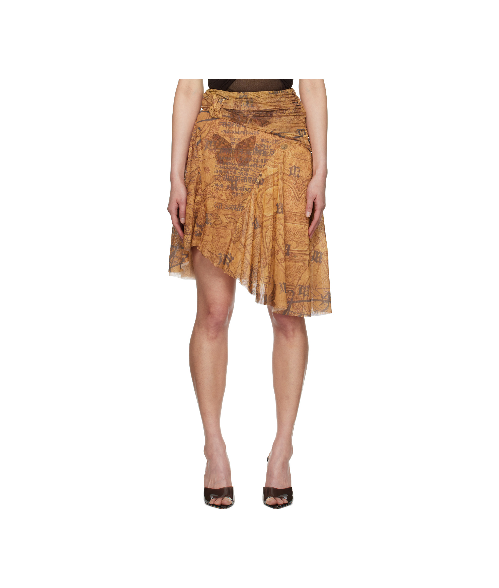 Misbhv Goa Mesh Midi Skirt In Brown
