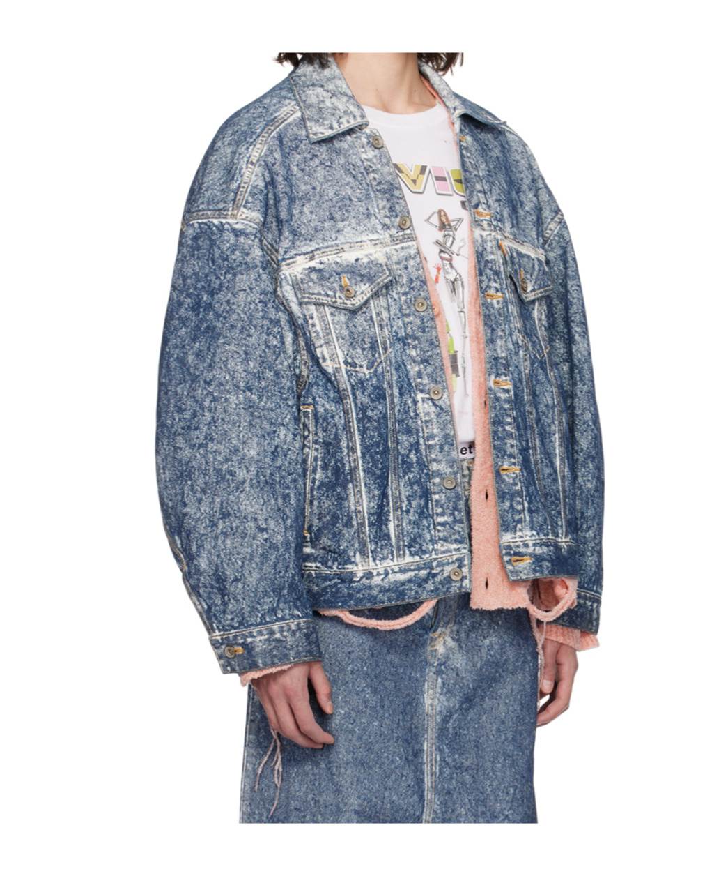 Doublet Long-sleeved Denim Coat In Gray