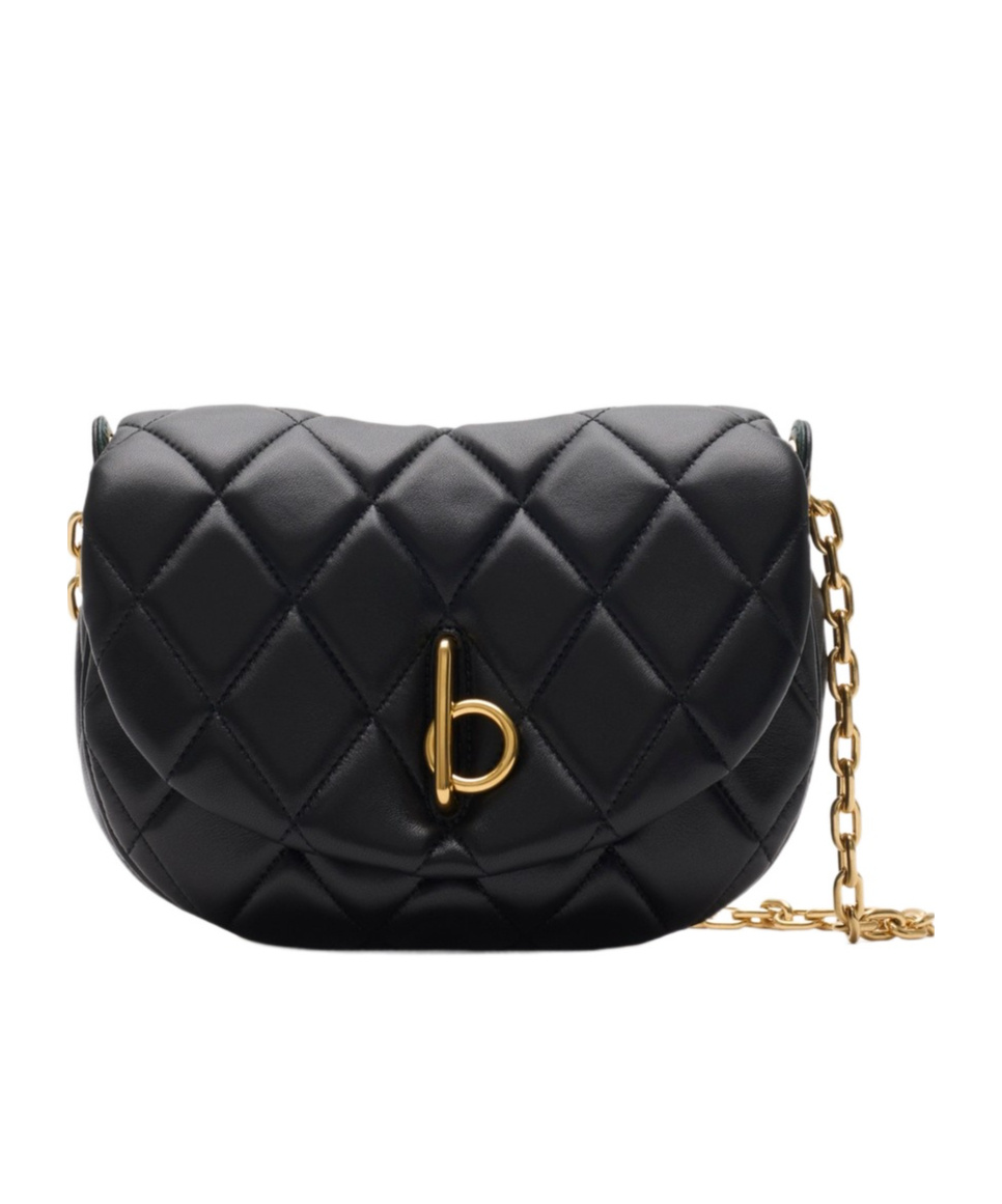 Burberry Black Leather Rocking Horse Shoulder Bag In Black