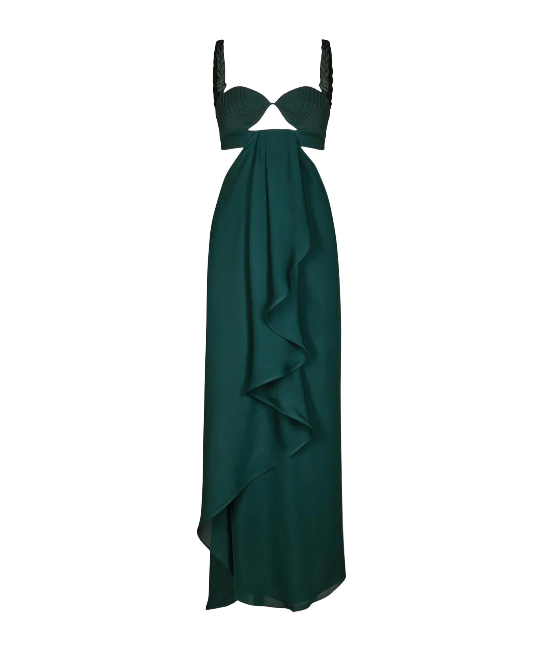 Johanna Ortiz Suspender Dress In Green