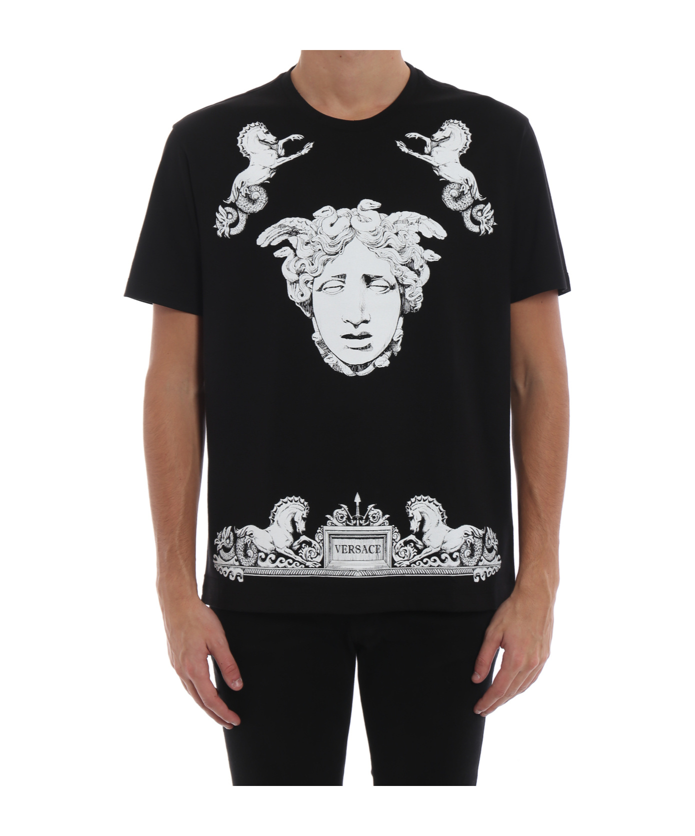 Versace Print T-shirt In Black