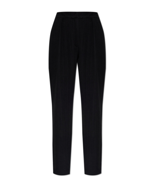 Emporio Armani Chevron-motif Pleated Straight Trousers In Black