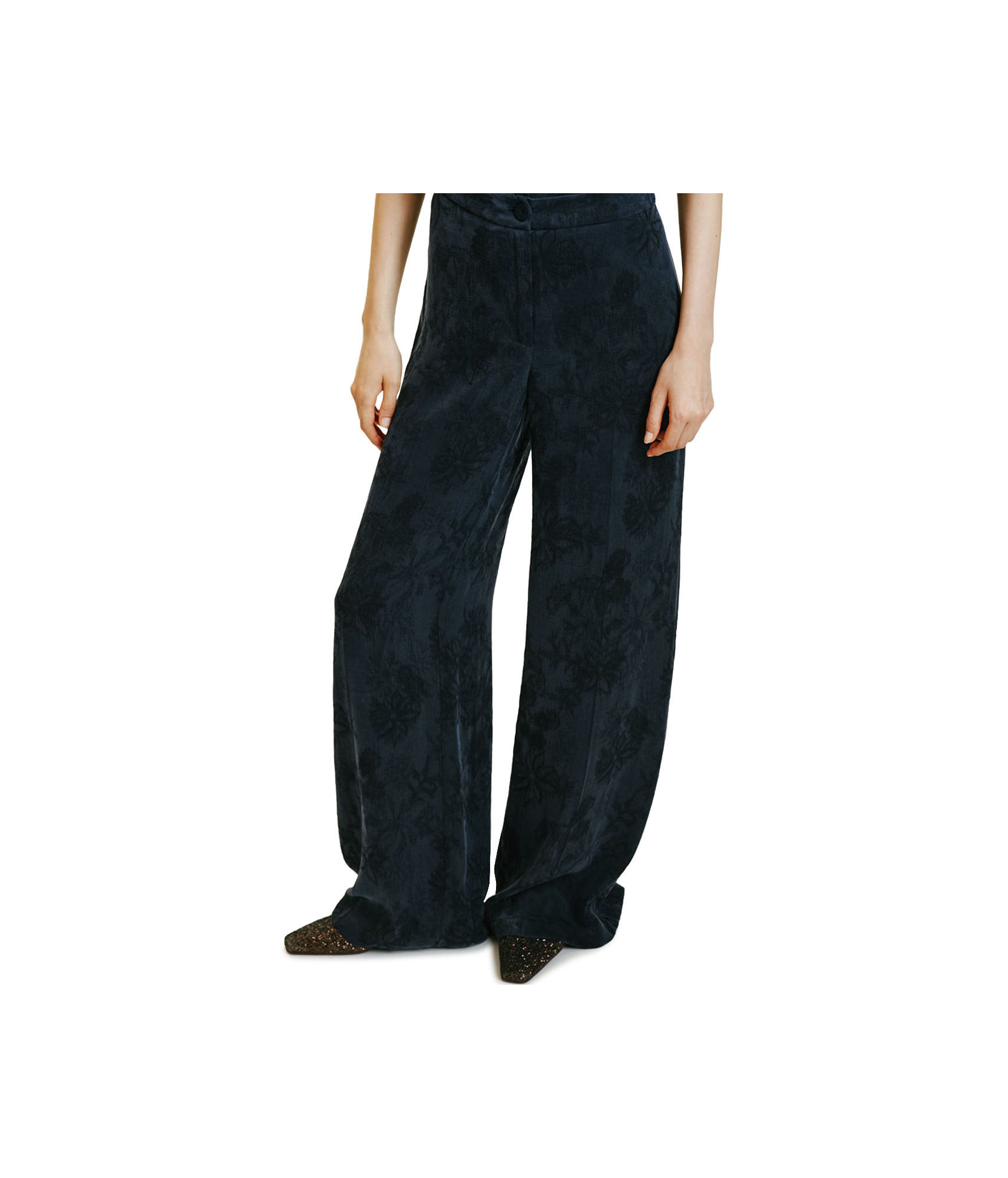 Momoní Wide-leg Casual Pants In Black