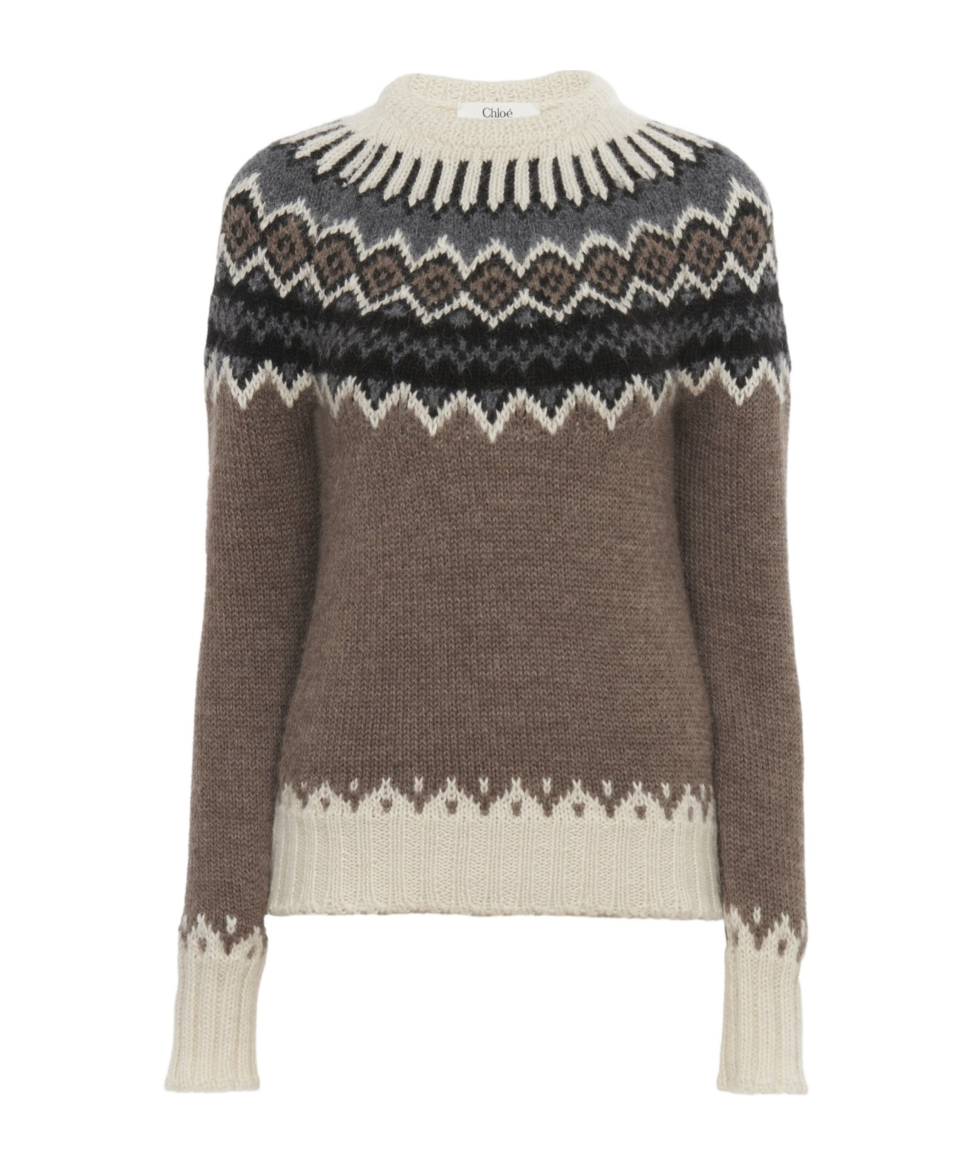 Chloé Mock-neck Fitted Sweater In Brown