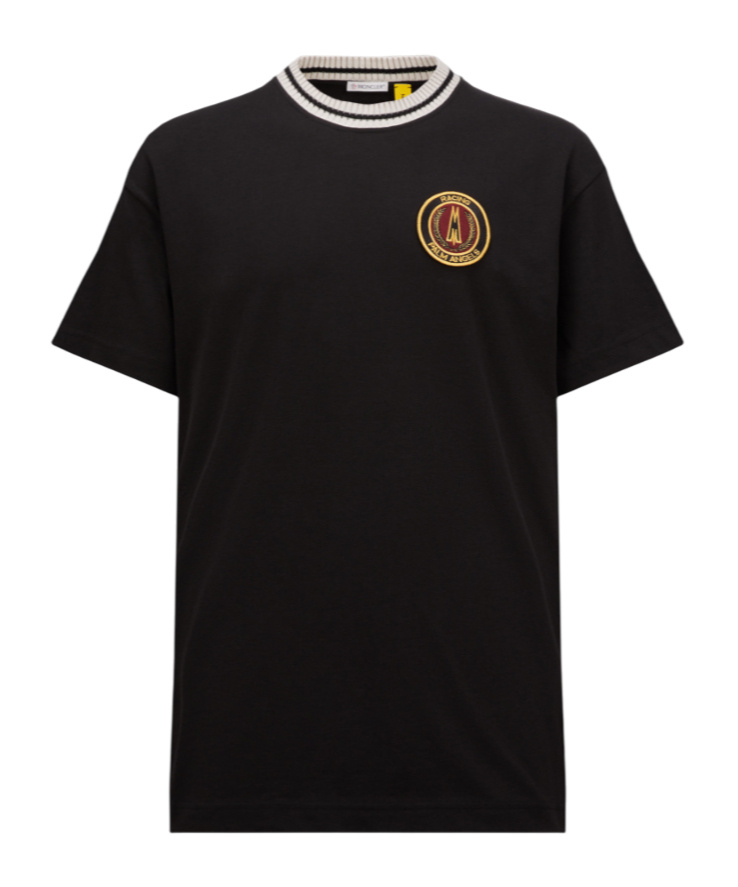 Moncler X Palm Angels Cotton Short-sleeved T-shirt In Black