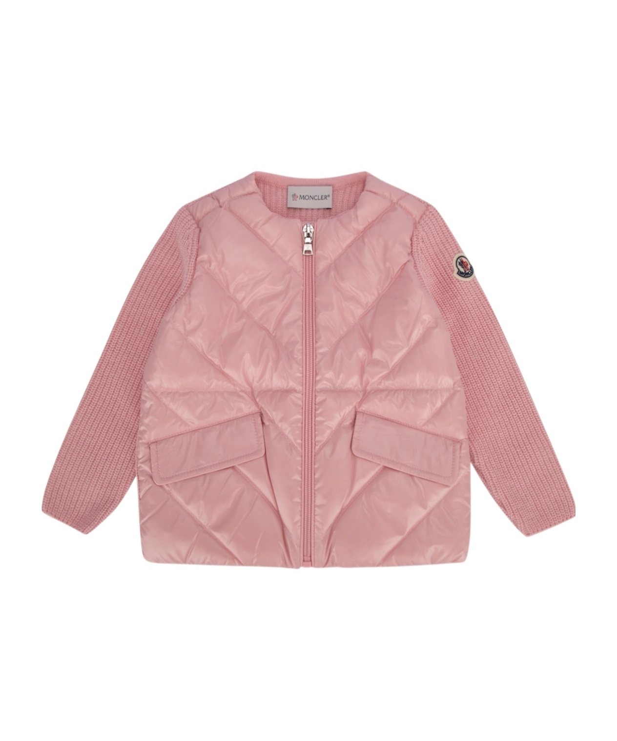 Moncler Padded Zip-up Cardigan In Pink
