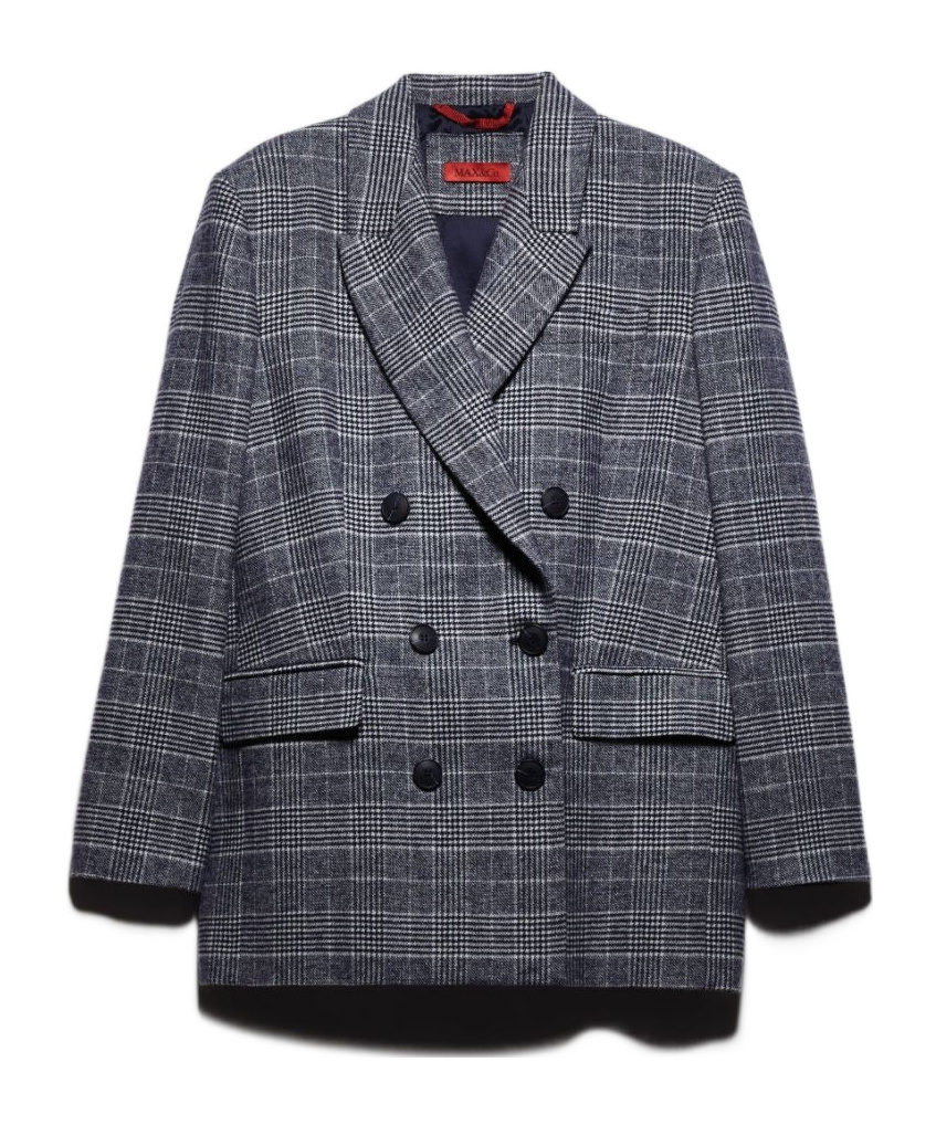 Maxco. Double-breasted Flannel Suit Jacket In Gray