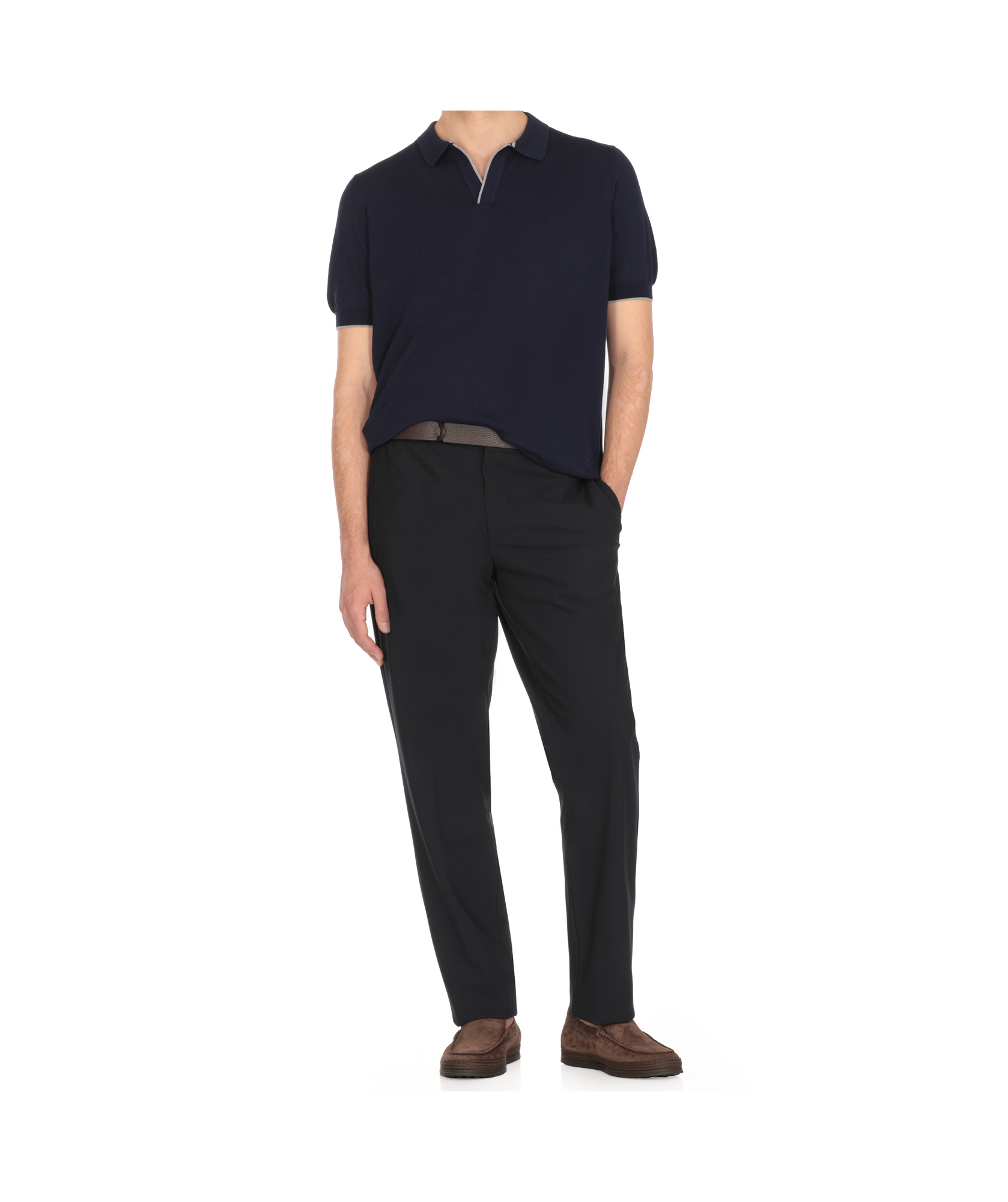 Fay Logo-embroidered Short-sleeved Polo Shirt In Blue