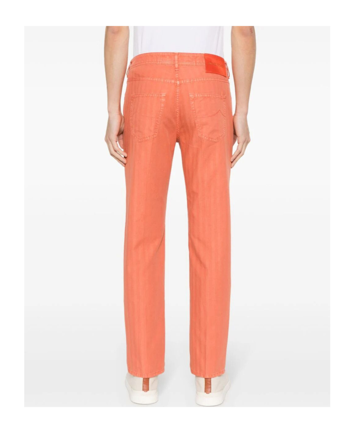 Jacob Cohen Scott Herringbone Tapered Trousers In Orange