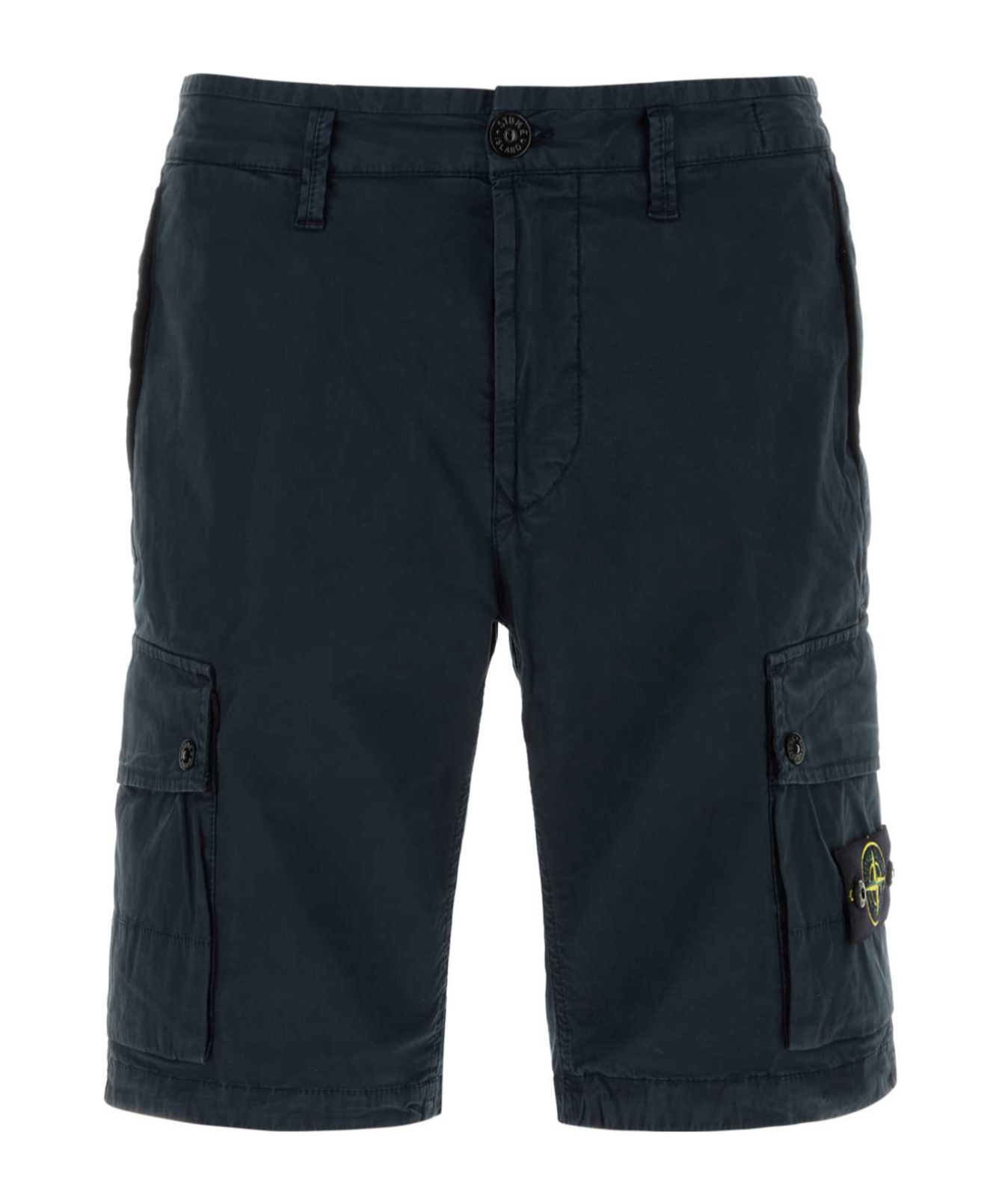 Stone Island Cotton Bermuda Shorts Featuring Cargo Pockets In Blue