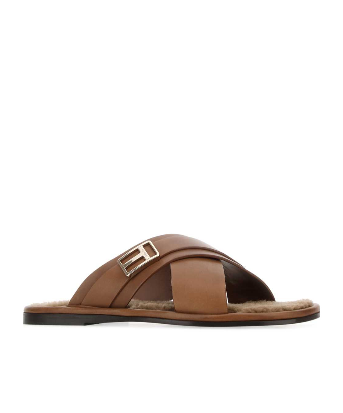 Tom Ford Logo Plaque Crossover Strap Sandals In Brown