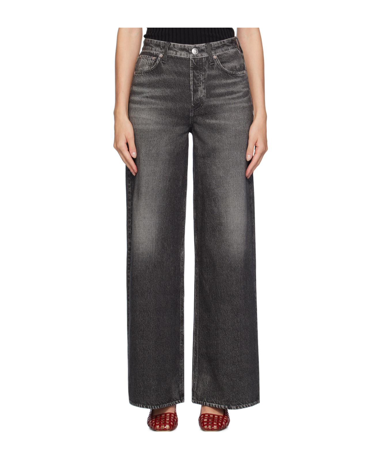 Rag & Bone Miramar Sofie Faded Denim Pants In Gray