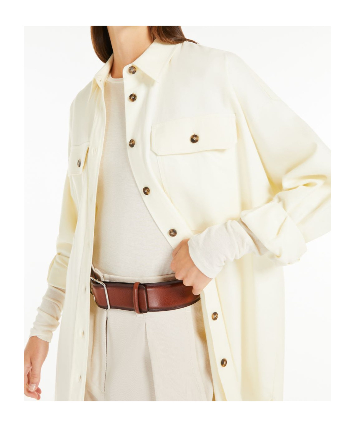 Weekend Max Mara Woman Shirt Ivory Size 10 Cotton In White