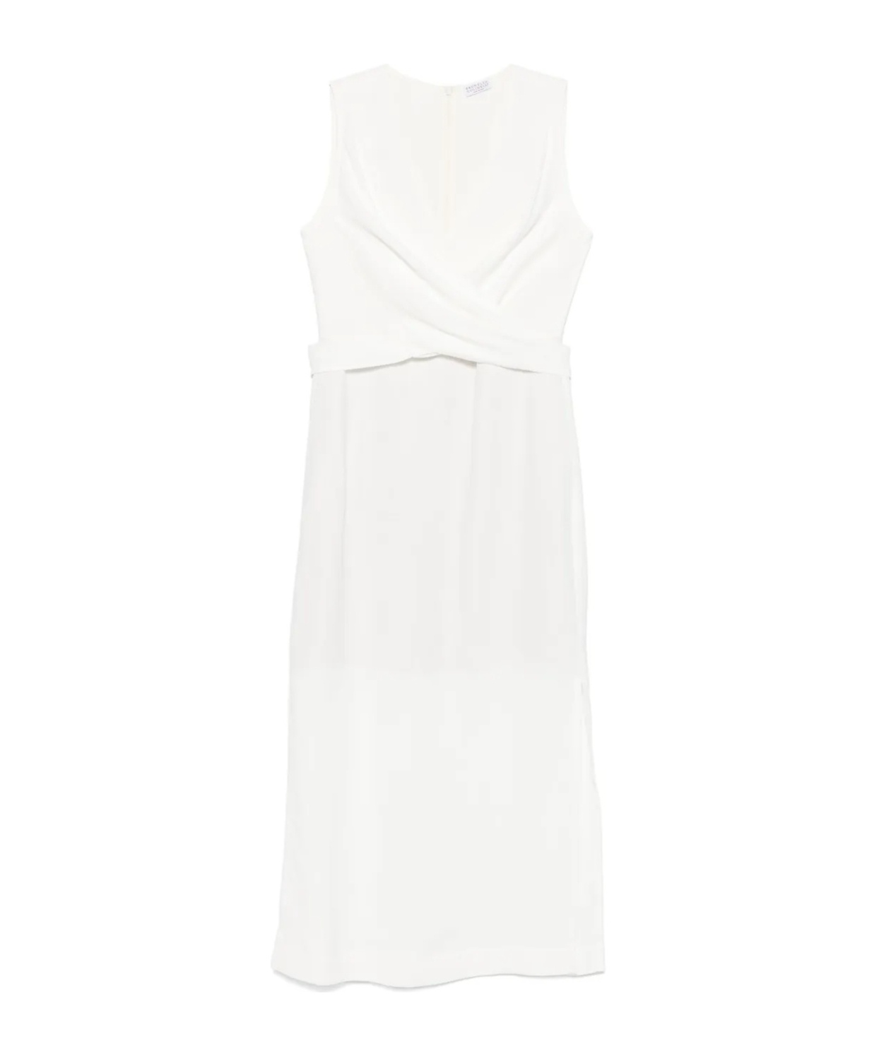 Brunello Cucinelli Twill Wrap Midi Dress In White