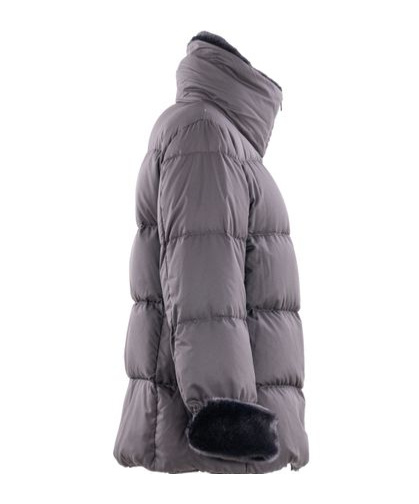 Herno Faux-fur Collar Puffer Jacket In Gray