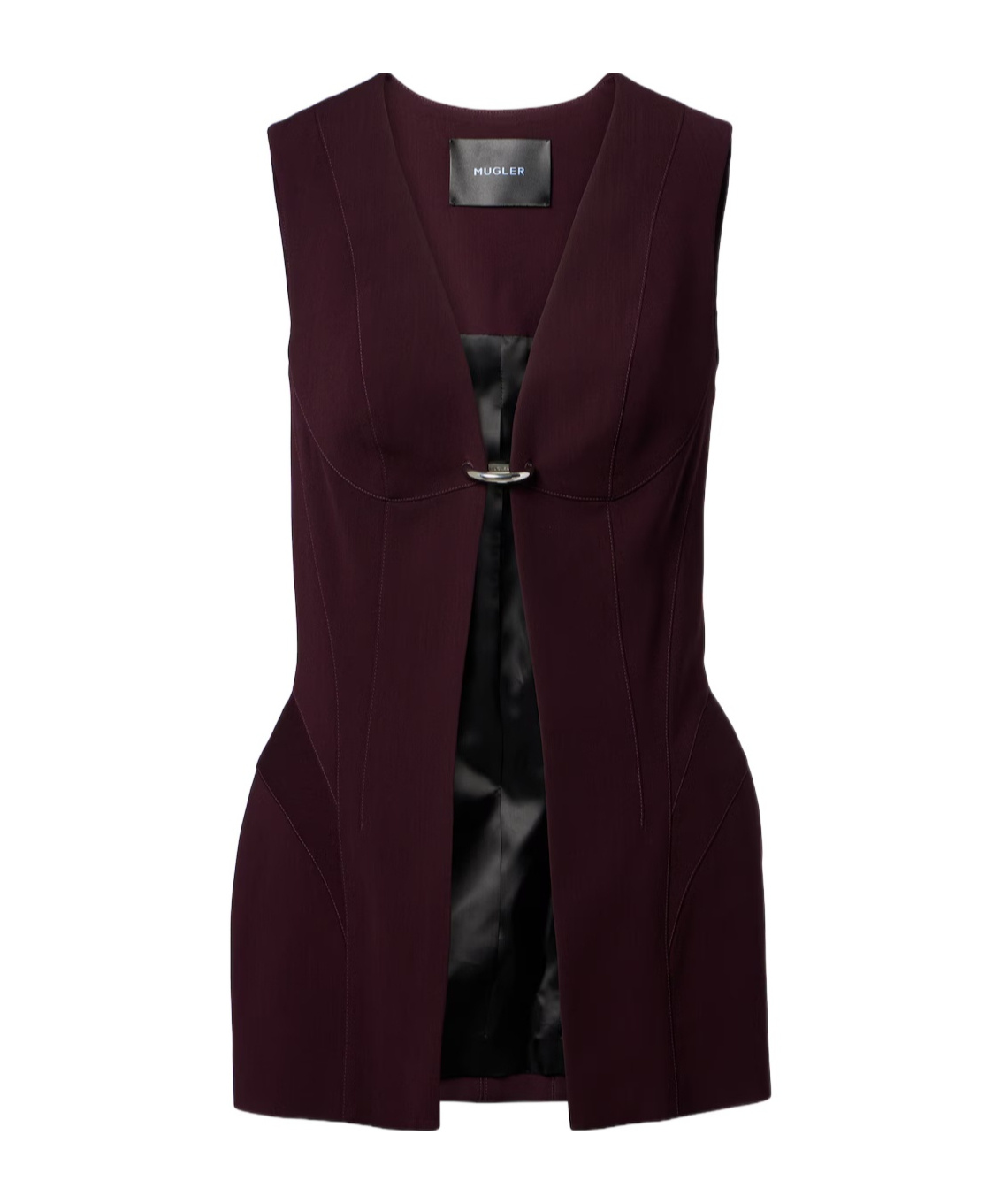 Mugler V-neck Front Opening Vest In Black