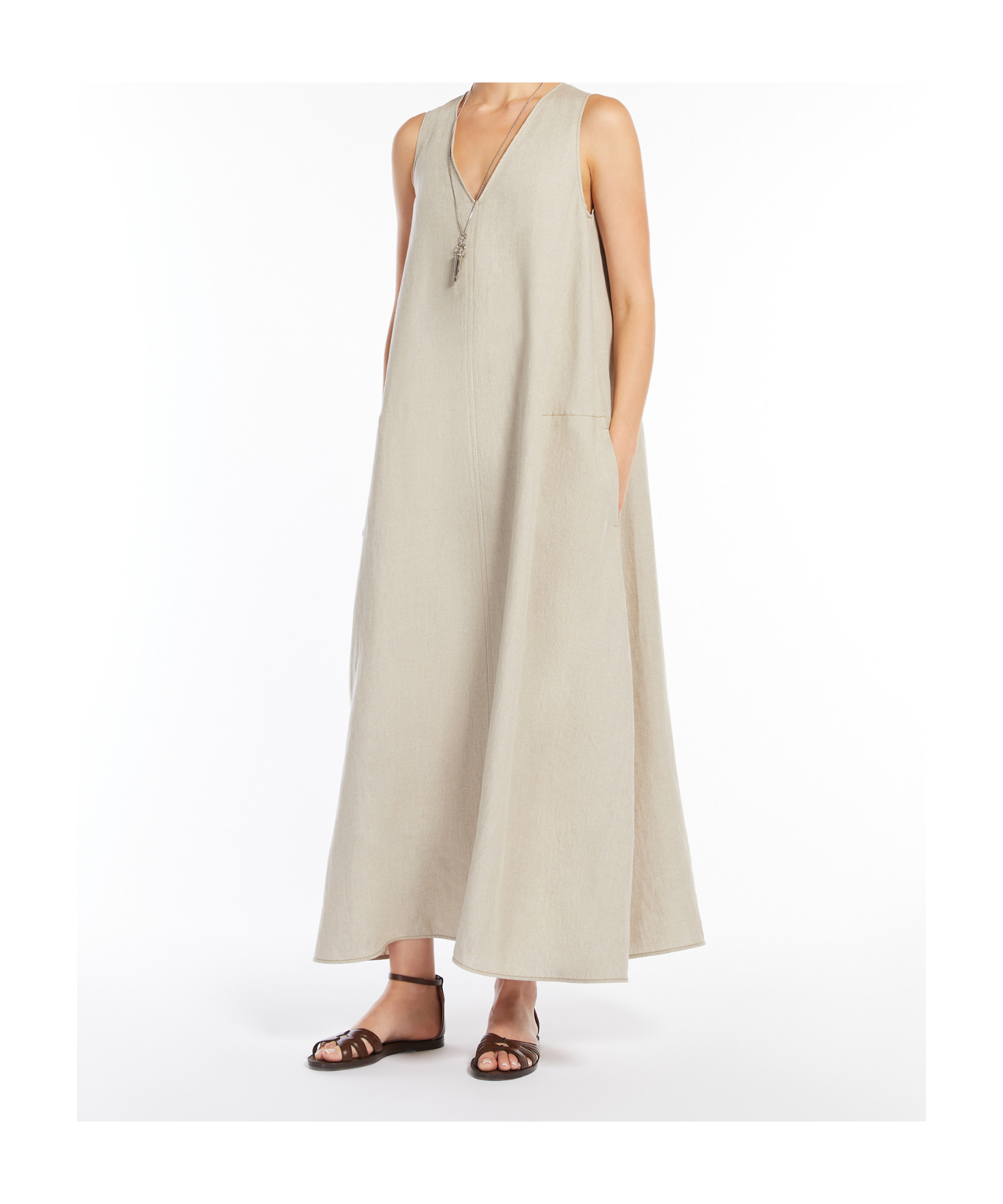 Max Mara Women's Simeone Linen Sleevesless Dress In Nude