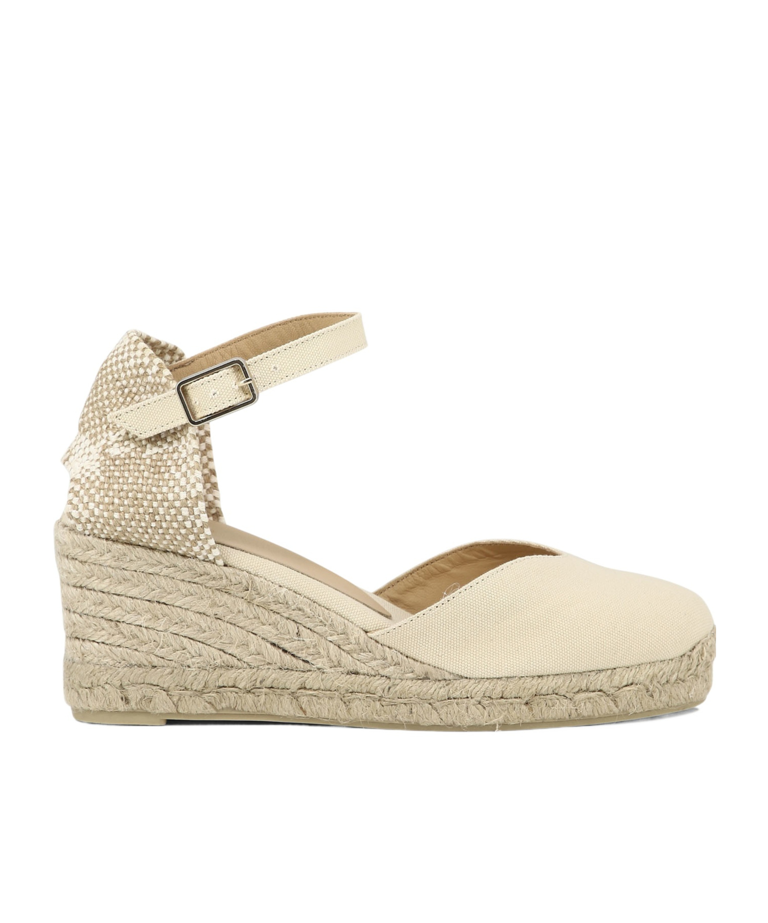 Shop Castaã±er Straw Wedge Shoes In Nude
