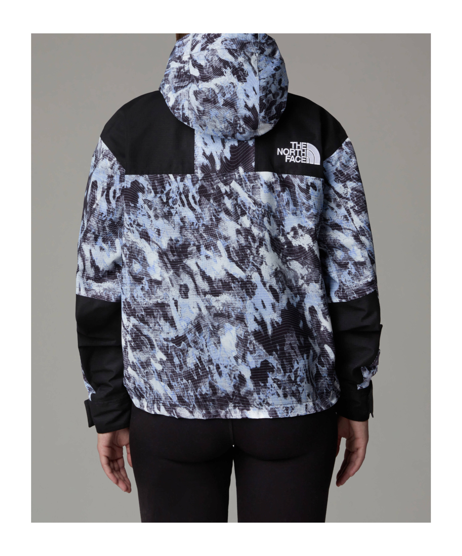 Shop The North Face Dryvent Mono Mountain Jacket In Virtual Blue Track Grid Printing-tnf Black