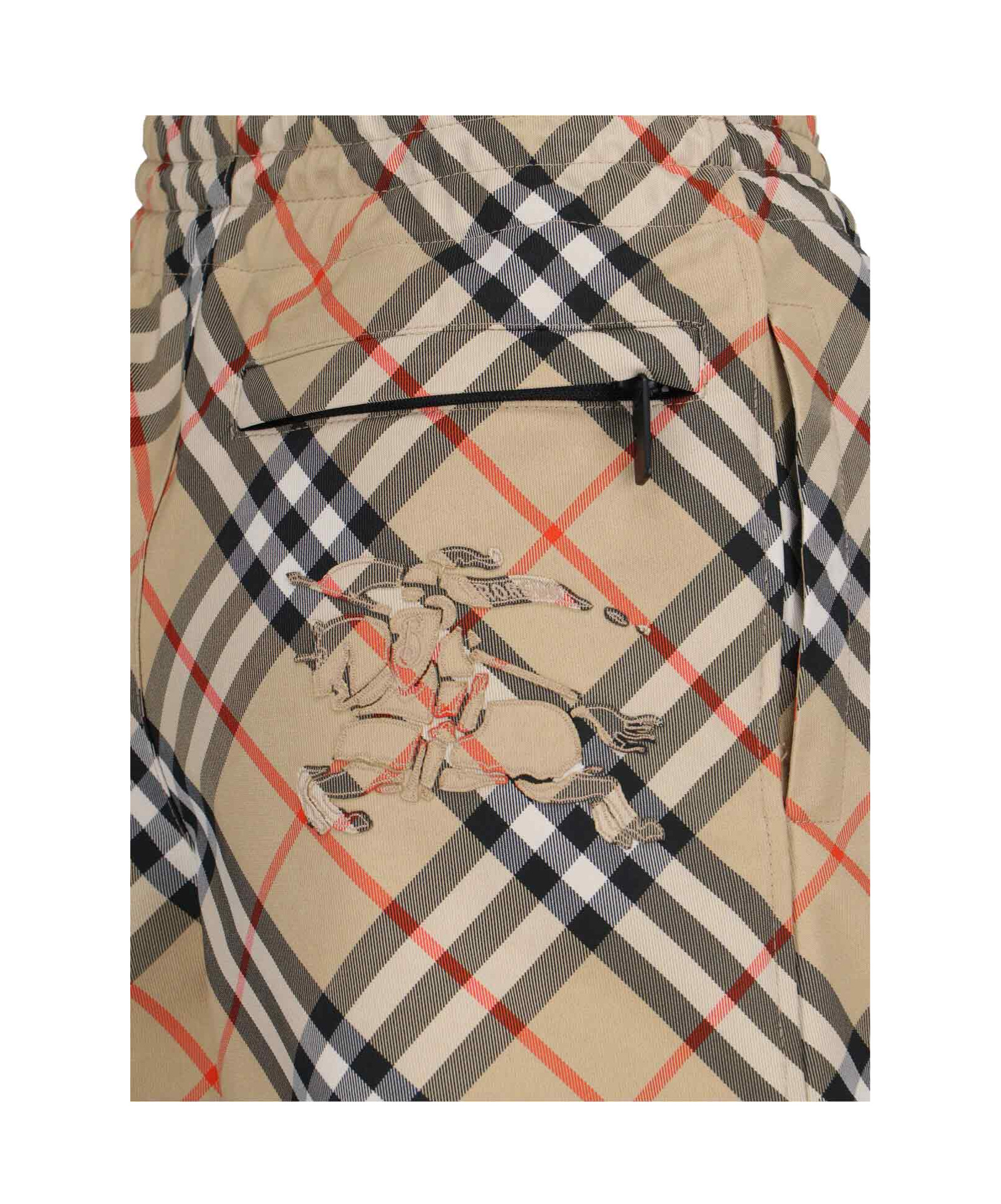 Burberry Check Ekd Drawstring Pull-on Shorts In Nude