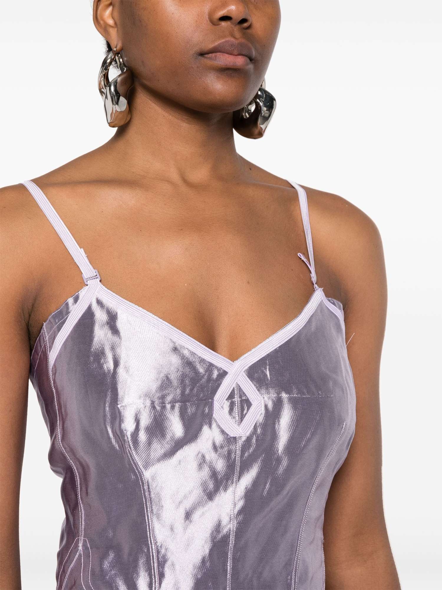 Maison Margiela Metallic Silk Crop Top In Purple
