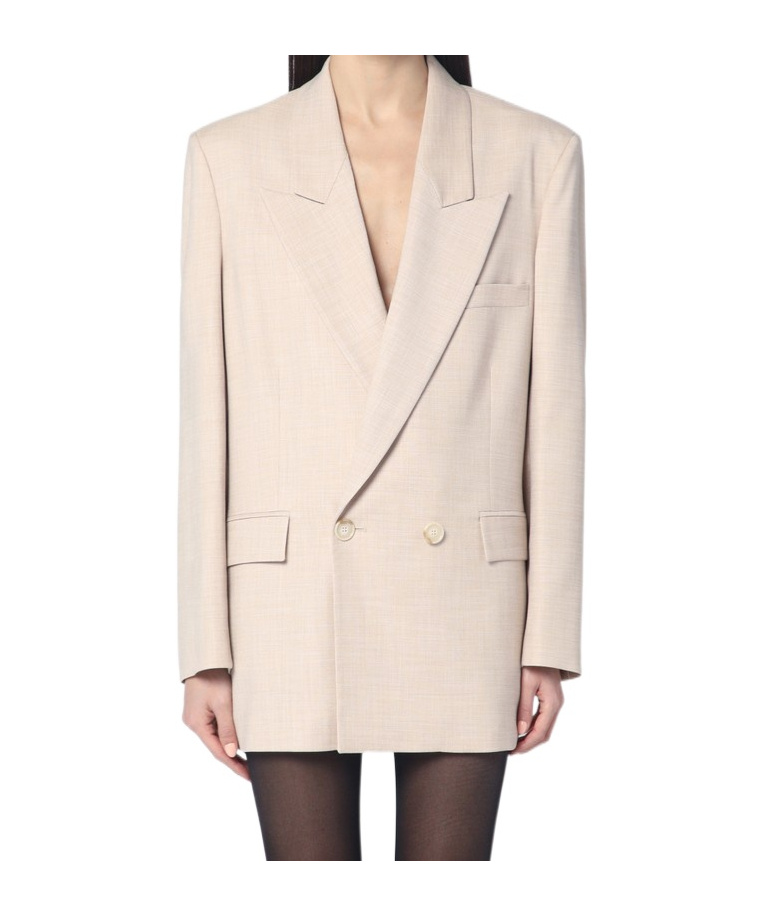 The Andamane Double-breasted Sand-coloured Jacket In Nude