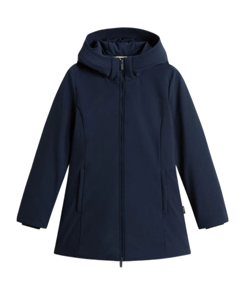 Woolrich Hooded Long Sleeve Quilted Parka Coat In Blue