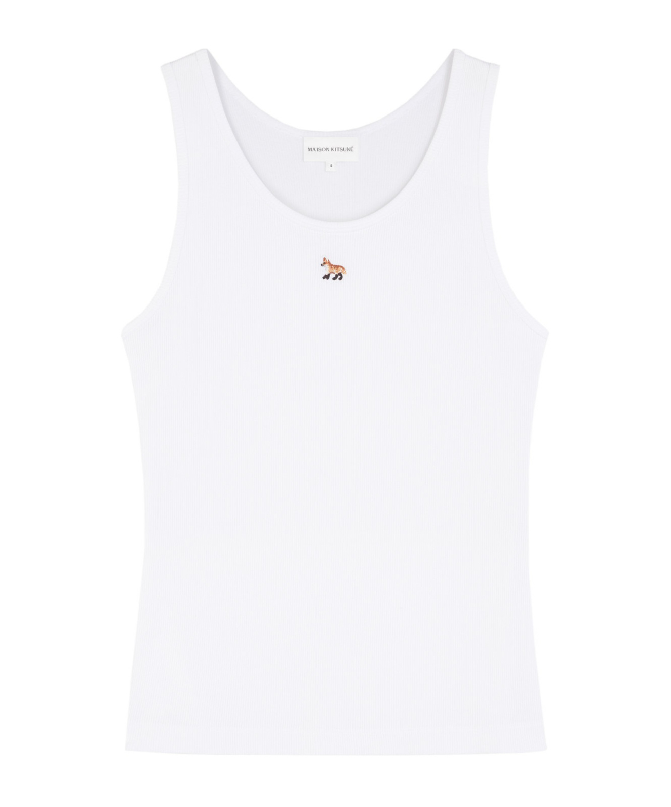 Shop Maison Kitsuné Fox-motif Ribbed Tank Top In White