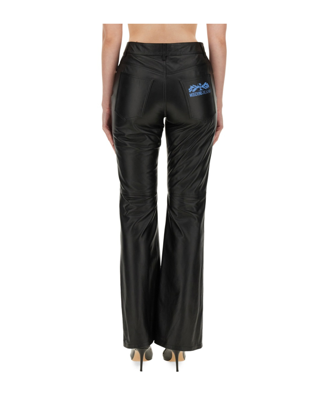 Moschino Black Flared Pants With High Waist And Detailing In Black