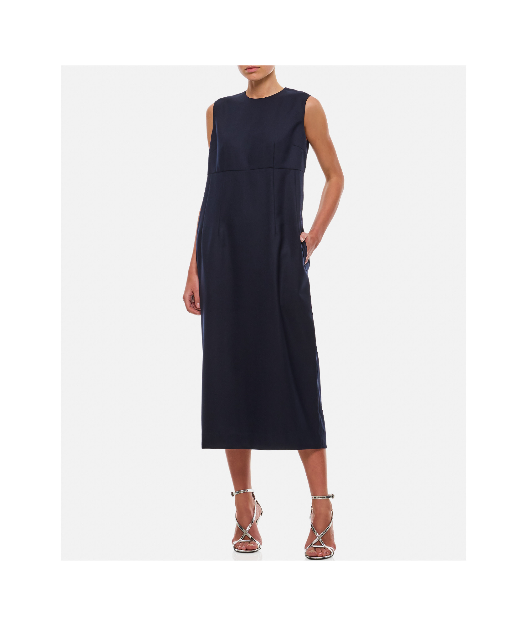 COMME DES GARÇONS COMME DES GARÇONS ROUND-NECK SLEEVELESS MIDI DRESS 
