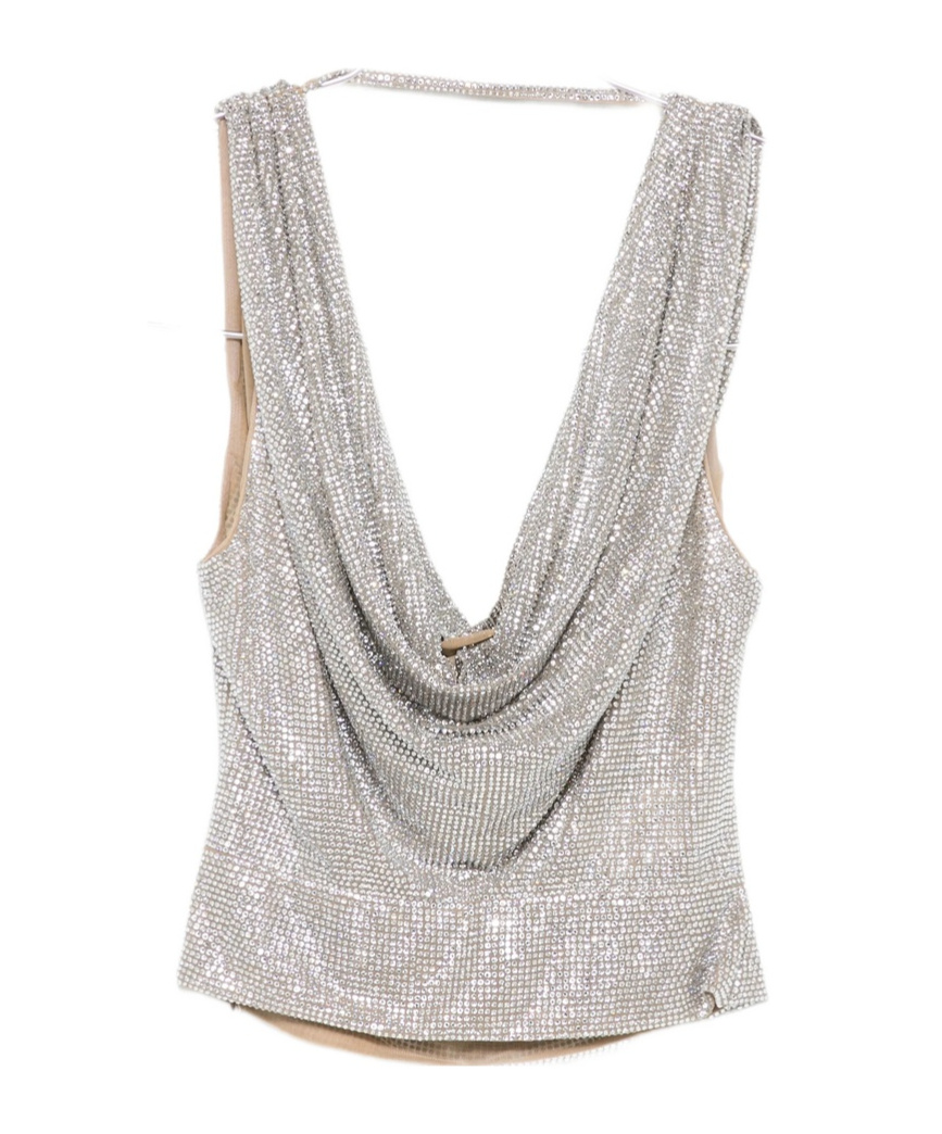 Giuseppe Di Morabito Cowl-neck Embellished Top In Gray