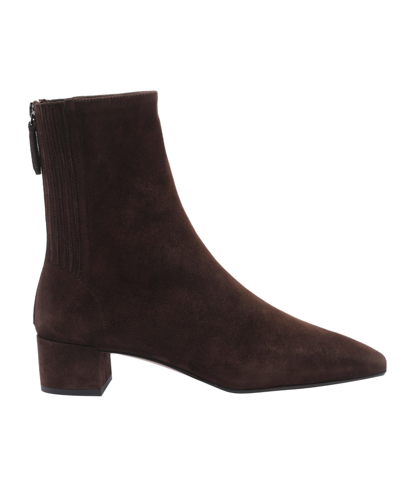 Aquazzura Pointed Toe Brown Suede Ankle Booties In Black