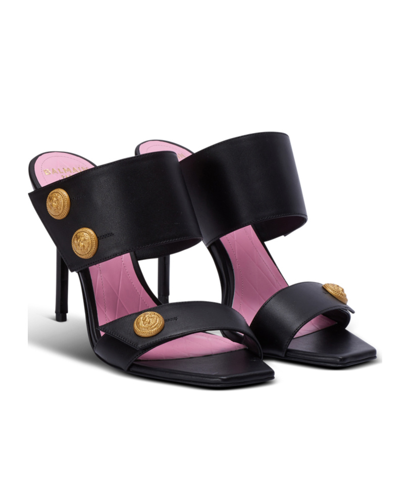 Balmain Smooth Leather Eva Mules In In Black