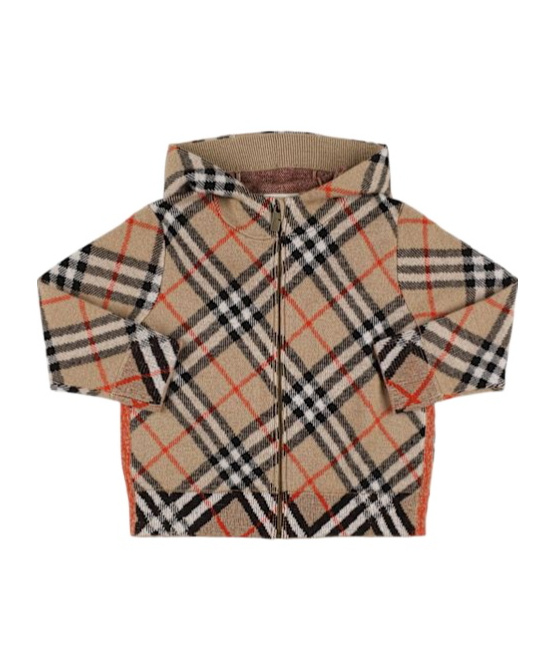 Burberry Check Zipper Knitted Cardigan