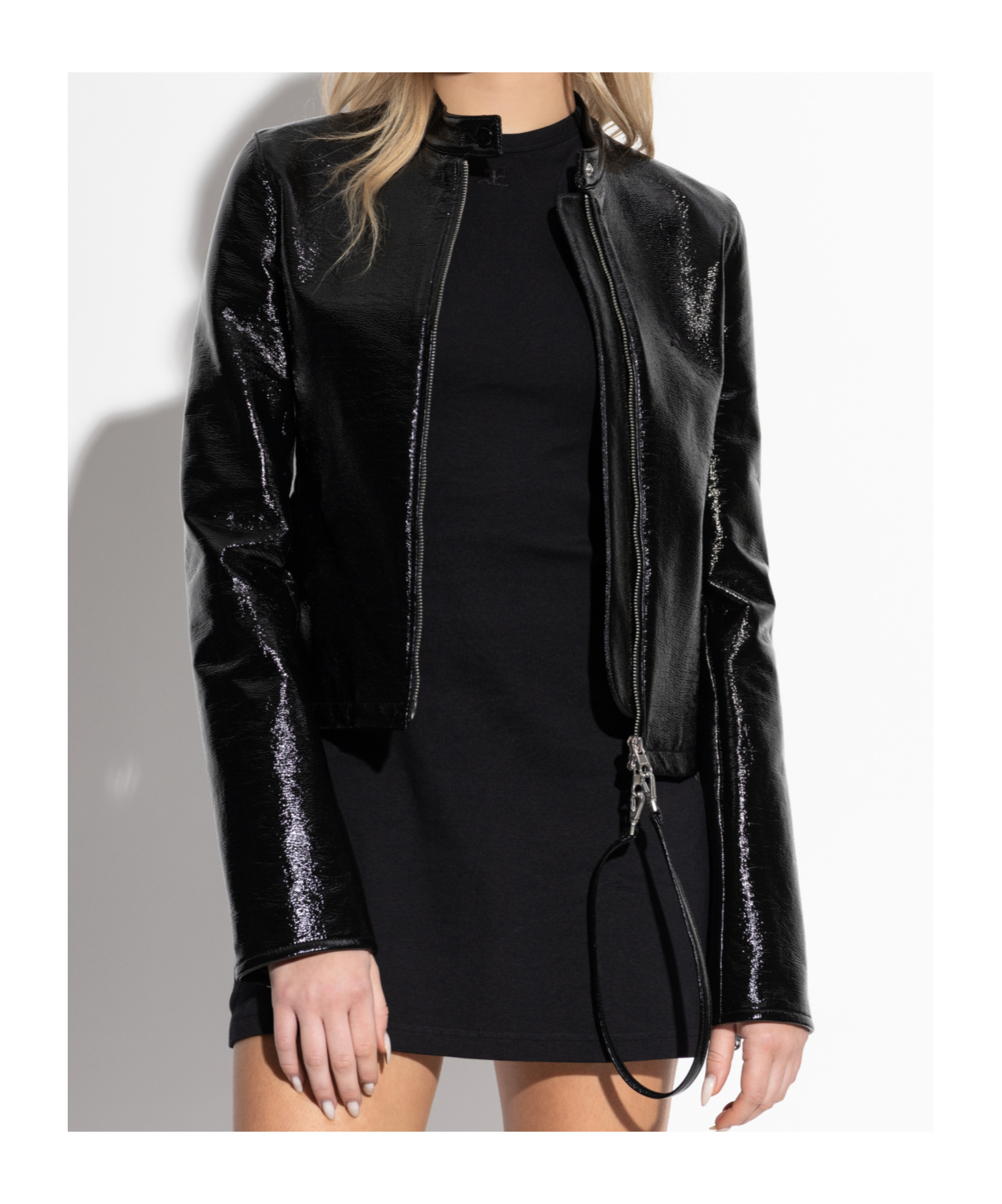 Courrèges Iconic Vinyl Biker Jacket In Black