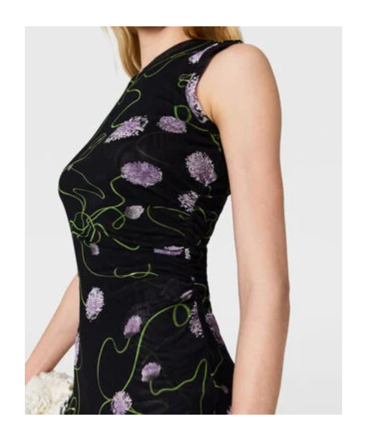 Stella Mccartney Twisted Floral Mesh Body-con Midi Dress In Black