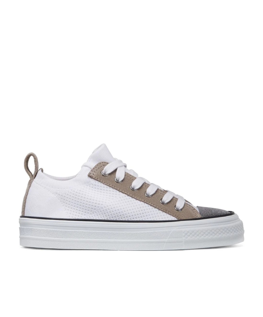 Brunello Cucinelli Knit Monili Cap-toe Sneakers In White