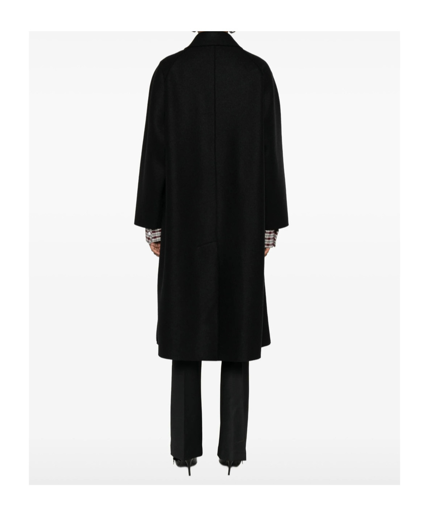 Harris Wharf London Balmacaan Button-front Raglan-sleeve Coat In Black