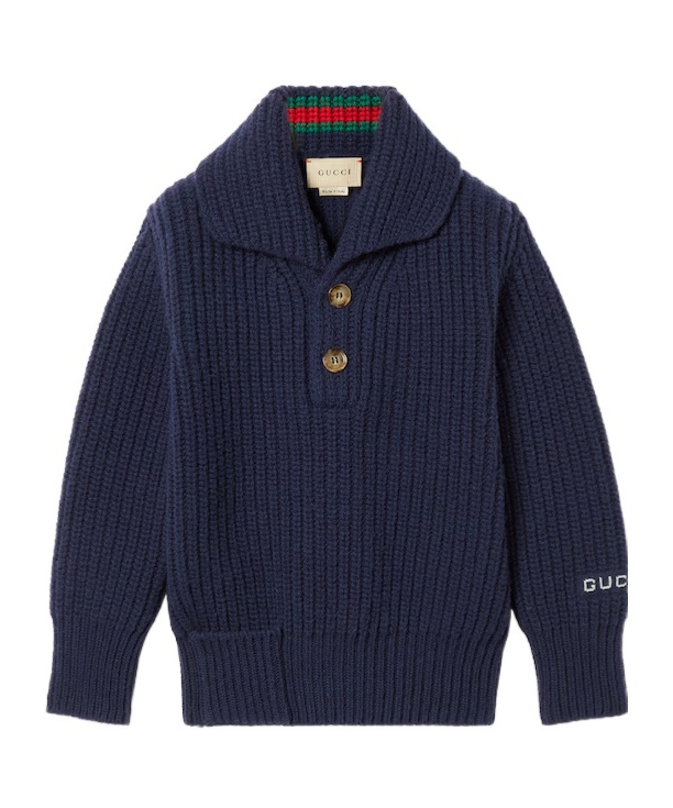 Gucci Rib Knitted Wool Sweater In Black