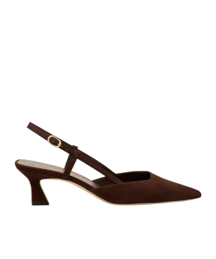 Stuart Weitzman Vinnie 50 Suede Slingback Pumps In Brown