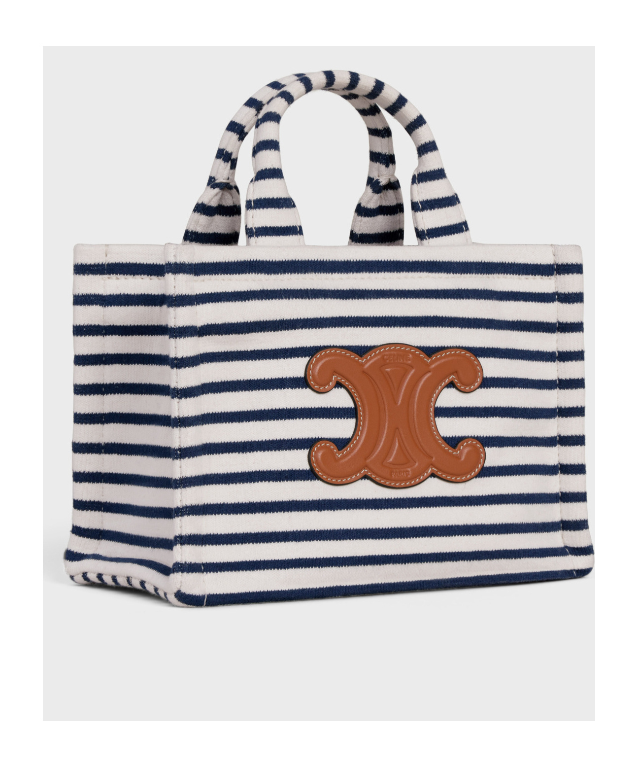Celine Mini Cabas Shoulder Bag In Navy Blue/tan