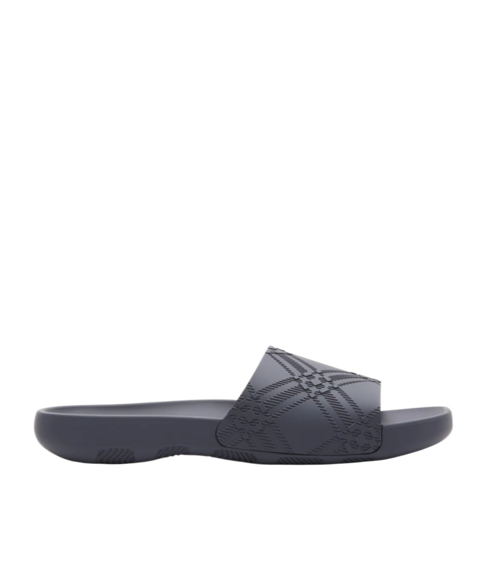 Burberry Embossed Check Dive Slides In Magnet