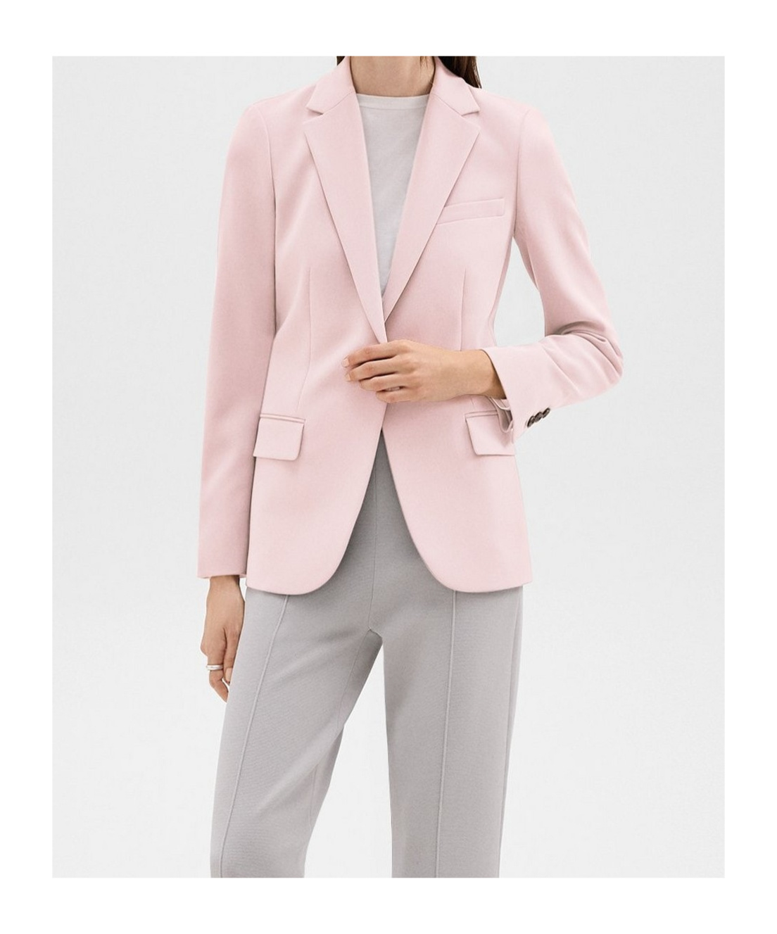 Theory Staple Blazer In Admiral Crepe In Pink
