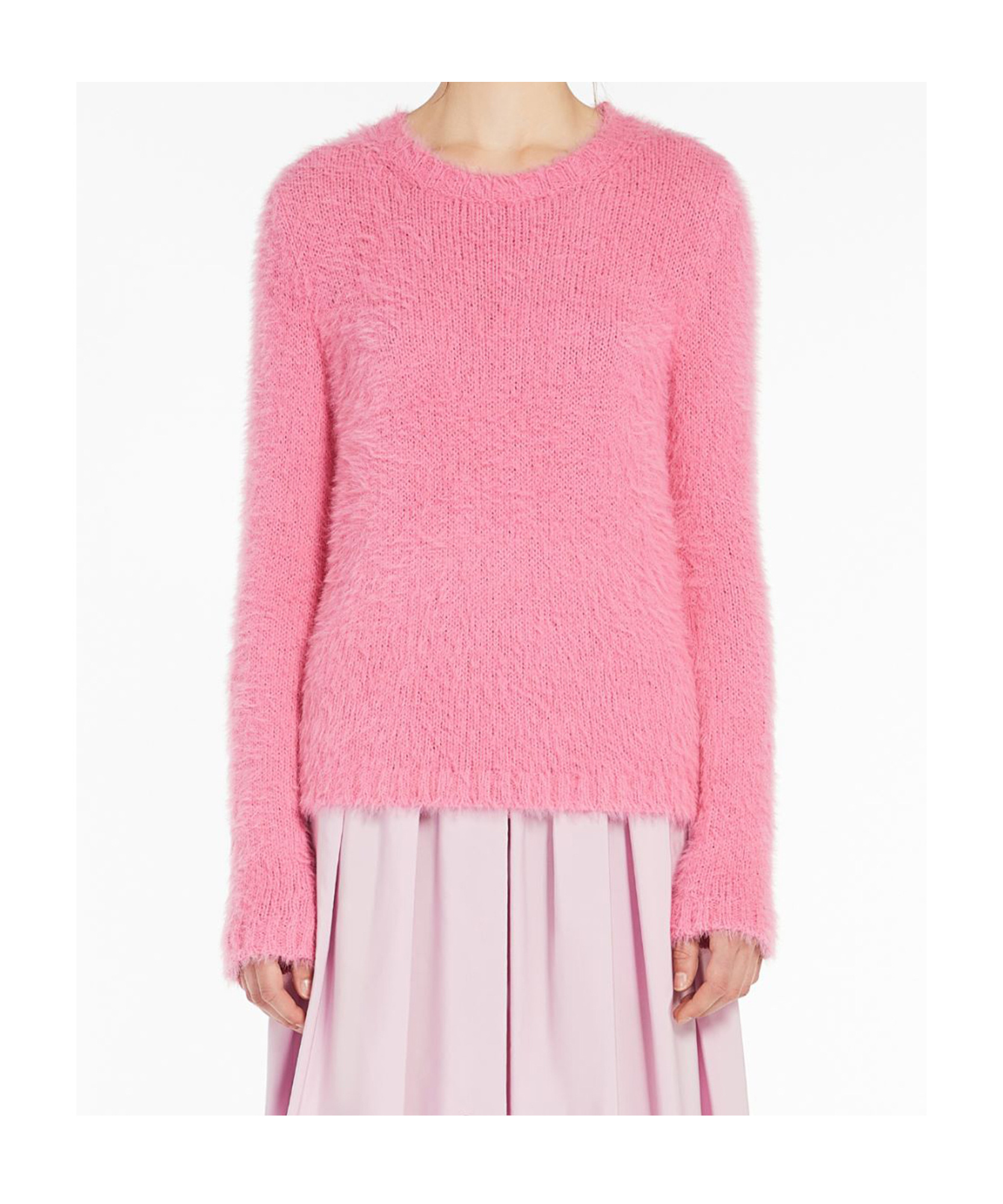 Weekend Max Mara Round-neck And Long-sleeved Sweater In Pink