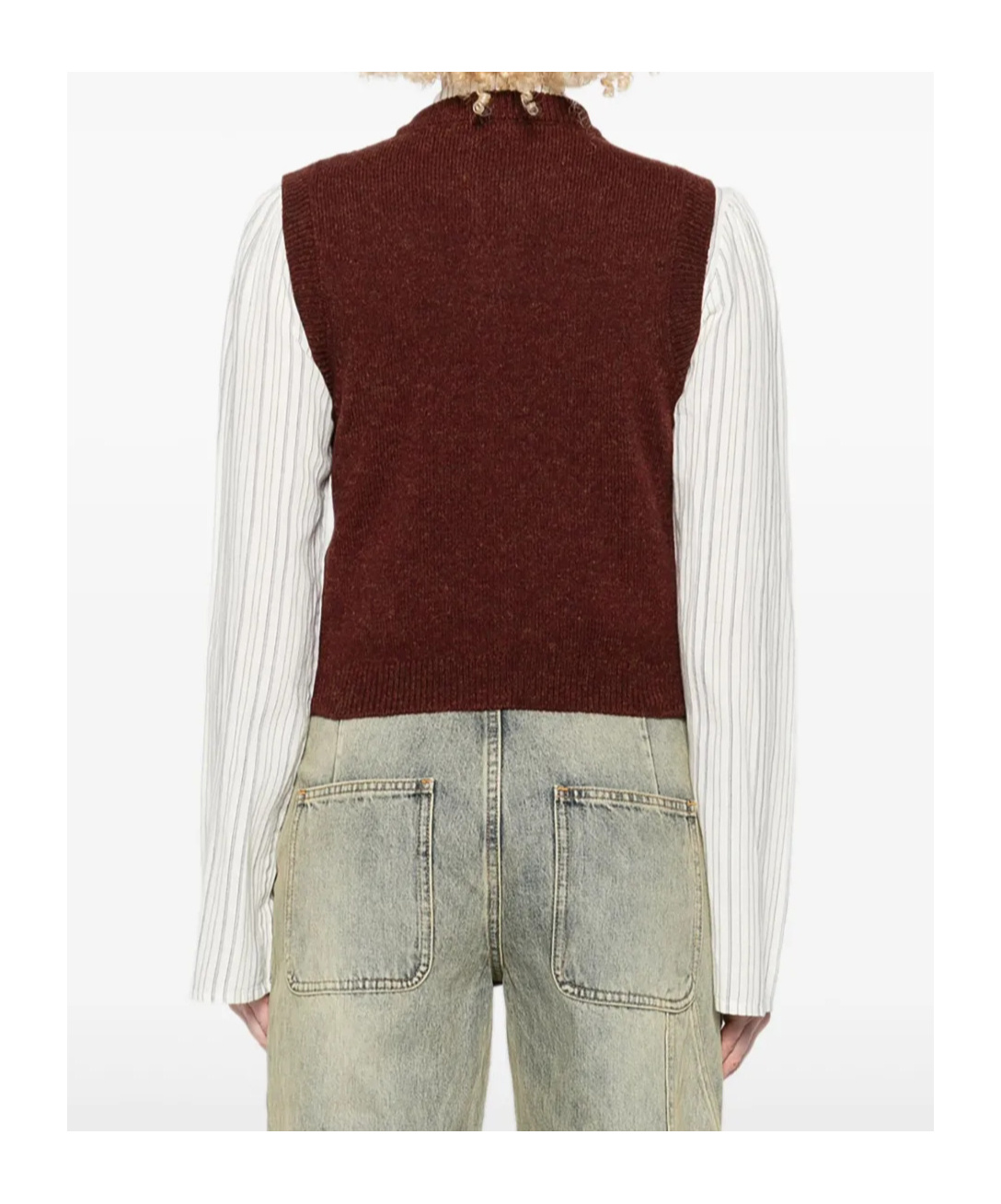Apc Cable Knit Sleeveless Jumper And Buttons In Brown