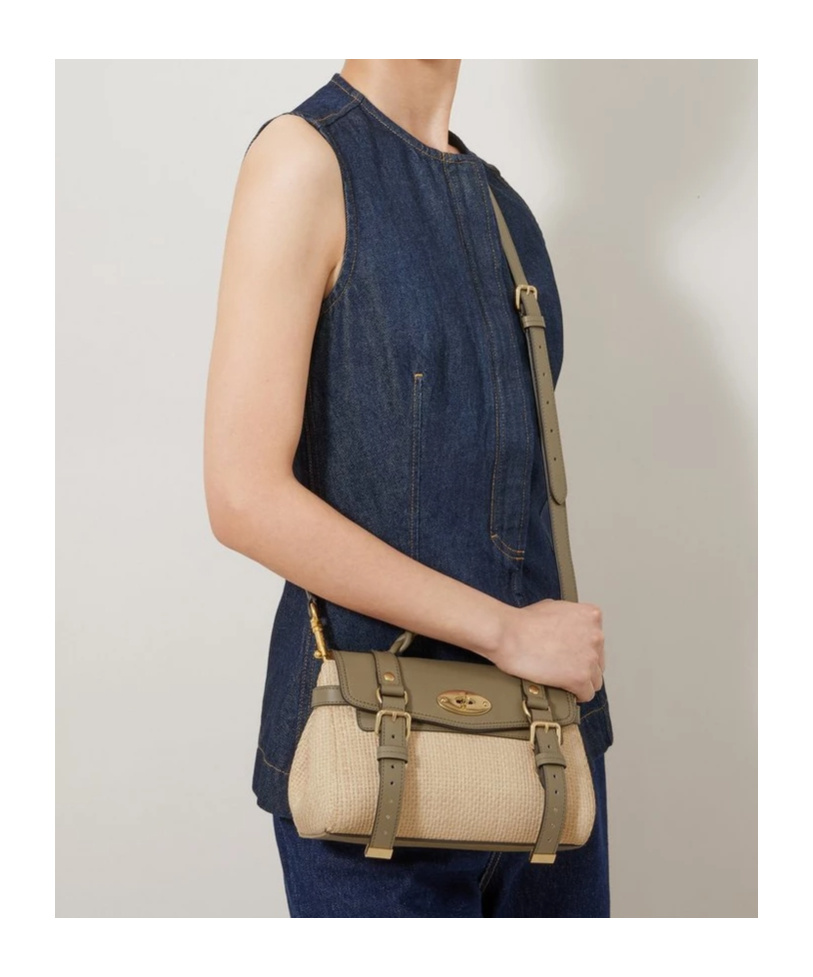 Mulberry Mini Raffia And Leather Alexa Satchel