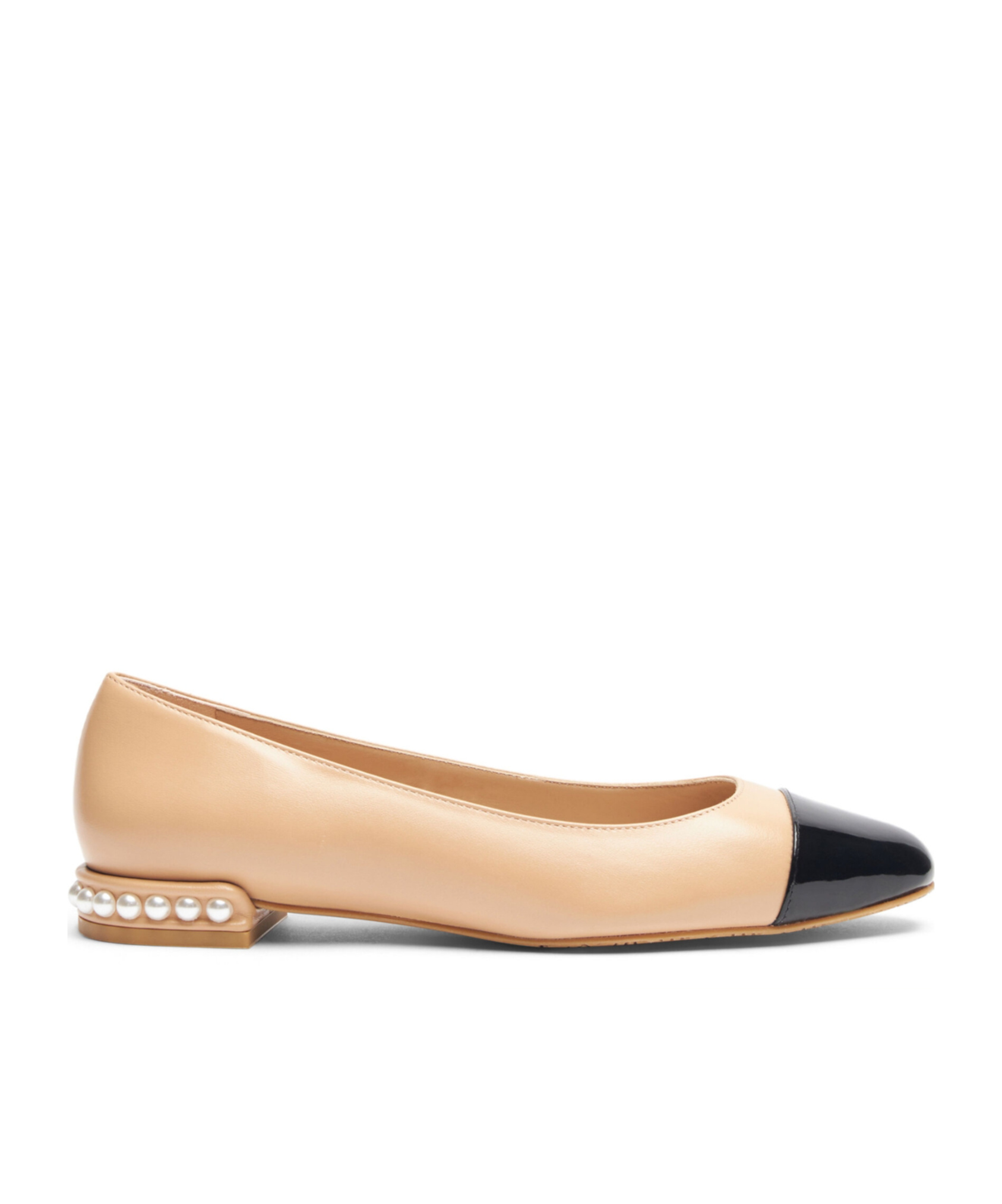 Stuart Weitzman Pearl Contrasting-toecap Ballerina Shoes In Nude