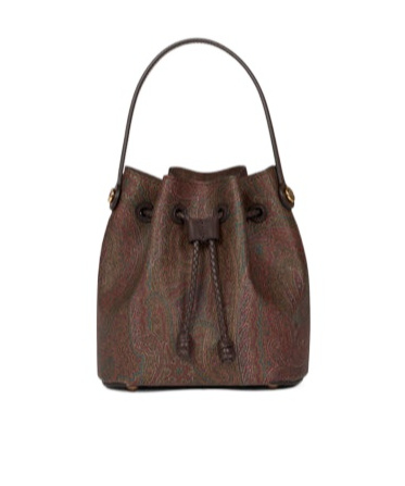 Etro Mini Paisley Bucket Bag In Brown