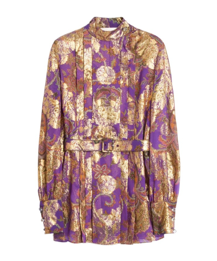 Valentino Silk-blend Floral-jacquard Blouse In Multicolor