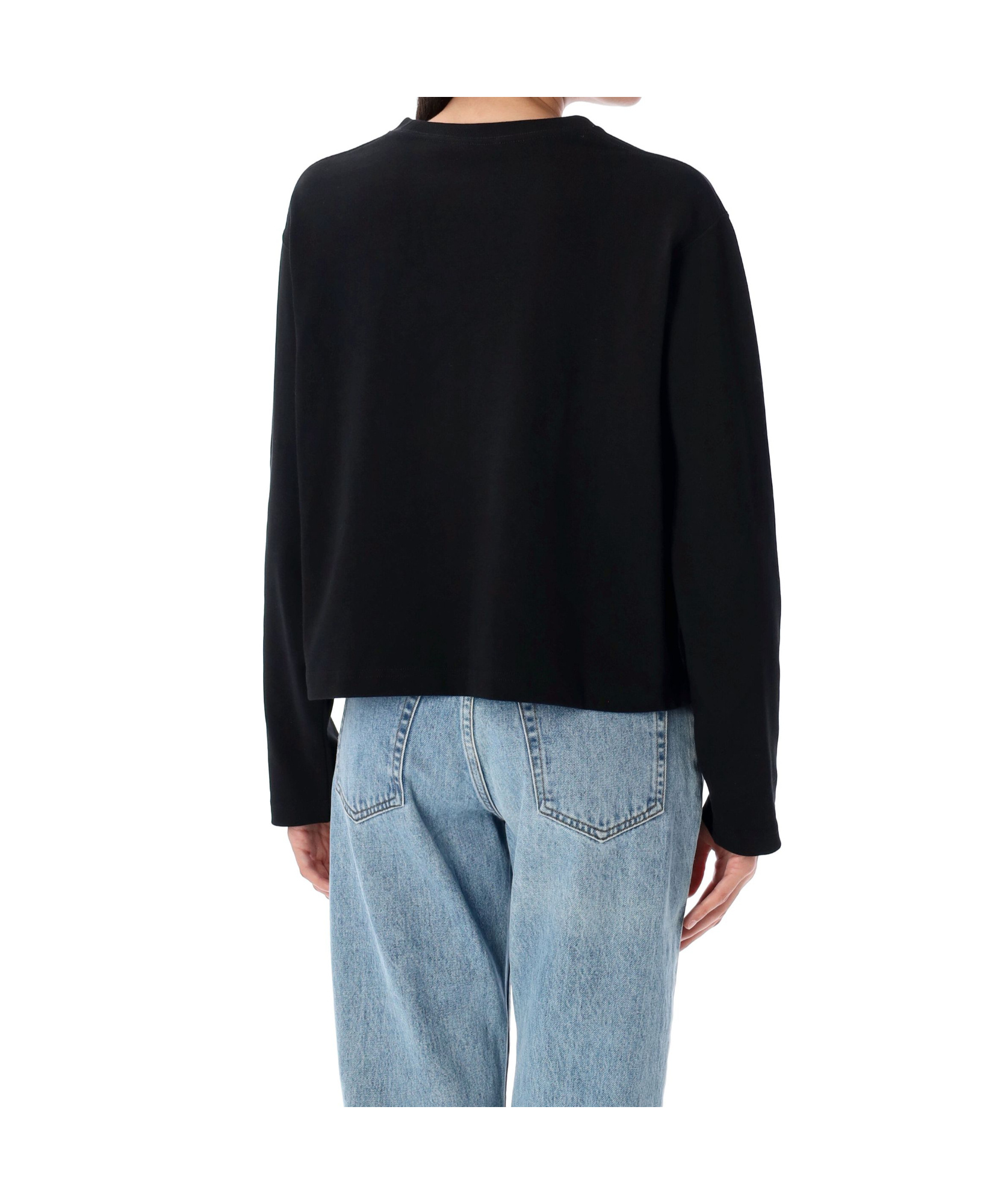 Polo Ralph Lauren Cropped Shrunken Fit Jersey Long-sleeve T-shirt In Black